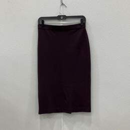 Womens Purple Elastic Waist Pull-On Straight & Pencil Skirt Size Small