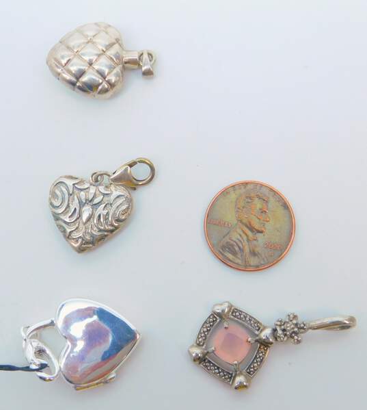 Sterling Silver Monet Rose Quartz Romantic Heart Charm Pendants 18.5g image number 6
