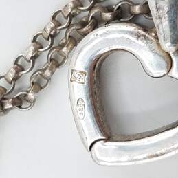 925 Silver Open Heart Pendant Rolo Chain Necklace 16in alternative image