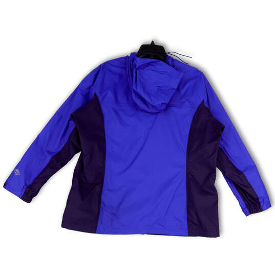 Womens Purple Long Sleeve Hooded Pockets Full-Zip Windbreaker Jacket Sz 2X image number 2