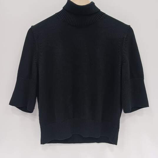 Lafayette 148 New York Women's Black Cropped Turtleneck Sweater Size XL NWT image number 1