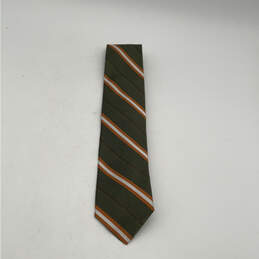 NWT Mens Green Silk Striped Four-In-Hand Classic Clip-On Designer Neck Tie