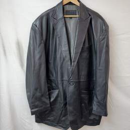 BGD Black Leather One Button Blazer Jacket Men's 3XLT