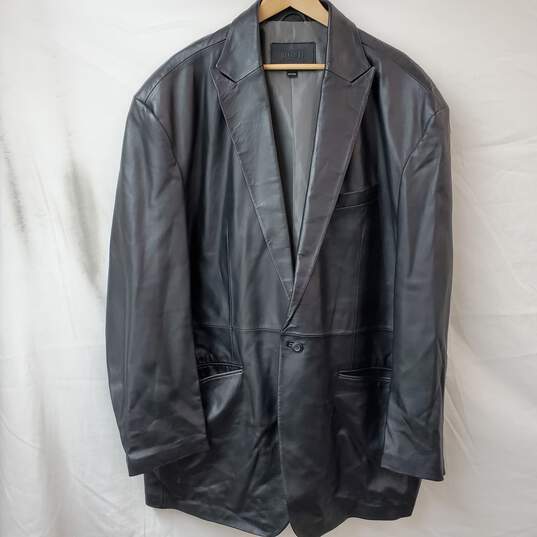 BGD Black Leather One Button Blazer Jacket Men's 3XLT image number 1
