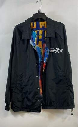 Death Row Records Men's Black Long Sleeve Collared Windbreaker Jacket Size XL