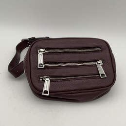 Womens Red Leather Adjustable Strap Outer Pockets Zipper Classic Belt Bag alternative image