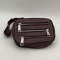Womens Red Leather Adjustable Strap Outer Pockets Zipper Classic Belt Bag image number 2