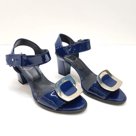 Roger Vivier Patent Leather Sandals Blue 5.5 image number 3