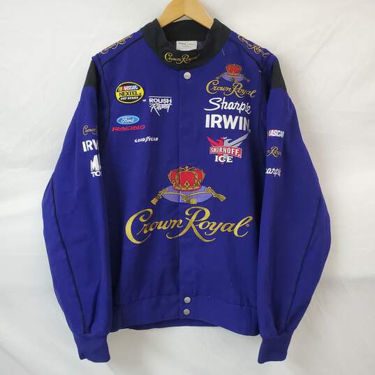 Vintage Jeff Hamilton Purple Crown Royal Racing NASCAR Jacket Black Size XL image number 1