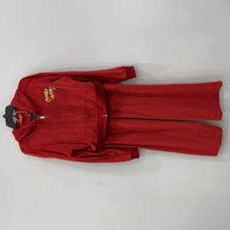 Womens Red Long Sleeve Hooded Drawstring Full-Zip Two-Piece Tracksuit Sz 2
