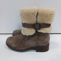 UGG Buckle Zip-Up Sheepskin Suede Boots (Size 5 Women's)