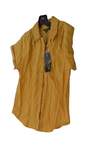Women's Brown Short Sleeve Collared Button Front Blouse Top Size PM image number 3