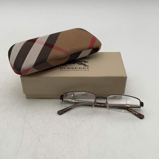 Burberry Mens Brown Half-Rim Rectangular Reading Glasses With Case in Box image number 4