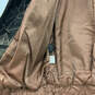Mens Black Brown Long Sleeve Shoulder Full-Zip Bomber Jacket Size M image number 4