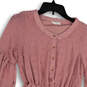 Womens Pink Long Sleeve Tie Waist Fit And Flare Dress Size Small image number 4