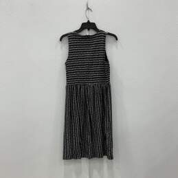 Womens Black White Round Neck Sleeveless Back Zip A-Line Dress Size Small alternative image