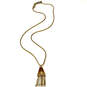 Designer J. Crew Gold-Tone Link Chain Rhinestone Classic Pendant Necklace image number 3