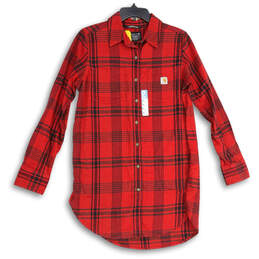 NWT Womens Red Long Sleeve Spread Collar Button-Up Shirt Size Medium alternative image