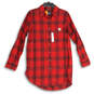 NWT Womens Red Long Sleeve Spread Collar Button-Up Shirt Size Medium image number 2