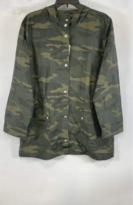 NWT J.Crew Womens Multicolor Camouflage Long Sleeve Hooded Rain Coat Size L