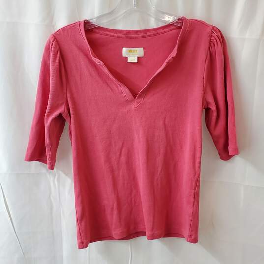Maeve Anthropologie Pink Ribbed Top Size S image number 1