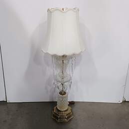 Vintage Crystal and Brass Lamp W/ Shade