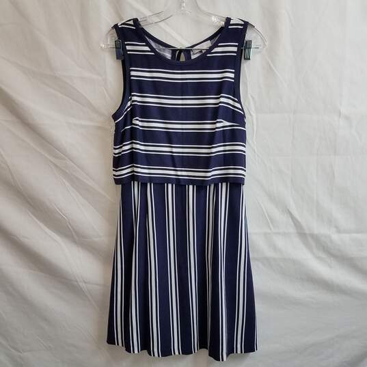 1 State sleeveless blue striped tie back mini dress women's S image number 2