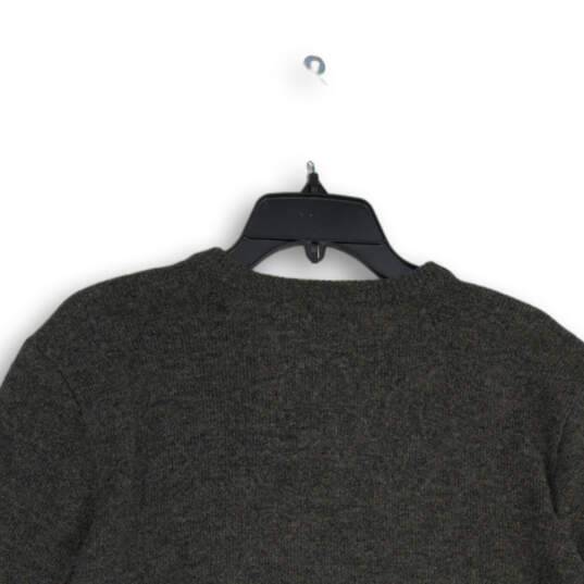 Mens Gray Wool Knitted Long Sleeve V-Neck Pullover Sweater Size Large image number 4