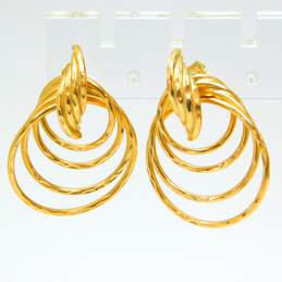 14k Yellow Gold Abstract Interlocking Circles Post Back Earrings 3.7g
