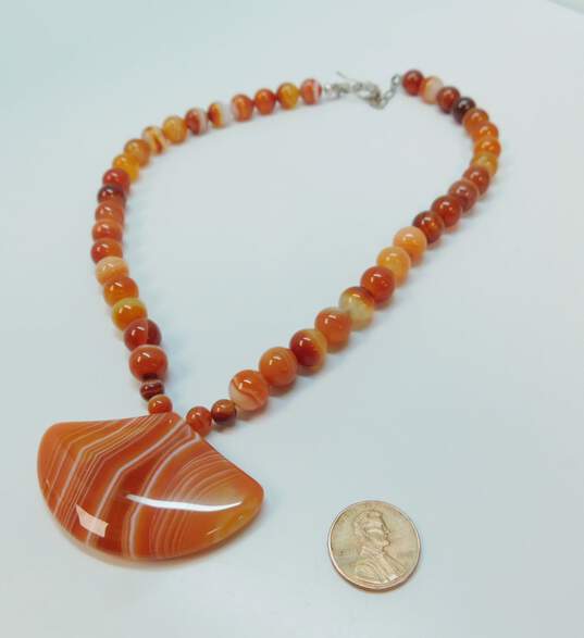 925 Desert Rose Trading DTR Red Agate Beaded Pendant Necklace image number 3