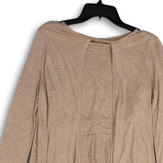 NWT Womens Brown Round Neck Long Sleeve Pullover Blouse Top Size XXS image number 3