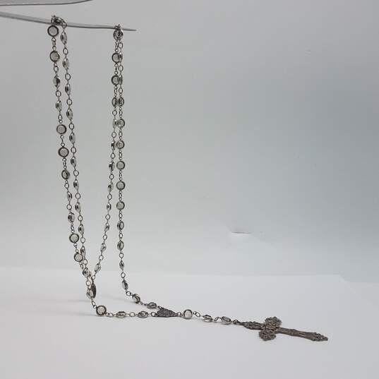 Sterling Silver Crystal Link Cross Rosary 25.4g image number 8