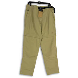 NWT Mens Beige Convertible Flat Front Slash Pocket Chino Pants Size 34