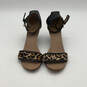 Womens Brown Animal Print Wedge Heel Adjustable Ankle Strap Sandal Size 6 image number 3