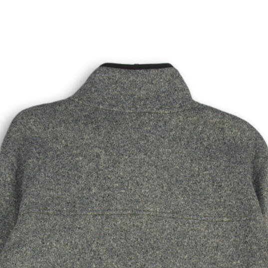 Womens Gray Radiator Fleece Mock Neck Long Sleeve Henley Sweater Size L image number 4