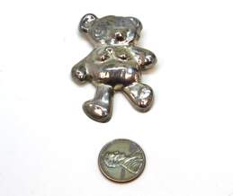 Taxco Mexico 925 Puffed Repousse Teddy Bear Pendant Brooch 8.9g alternative image