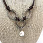Designer Silpada 925 Sterling Silver Leather Hammered Pendant Necklace image number 2
