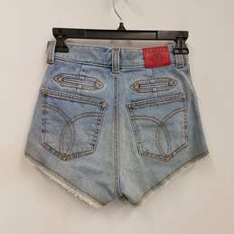 Fiorucci Womens Blue Cotton Blend Slash Pockets Denim Mini Cut-off Shorts Size 24 alternative image