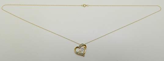 10K Yellow Gold 0.09 CTTW Diamond Mom Heart Pendant Necklace 1.9g image number 2