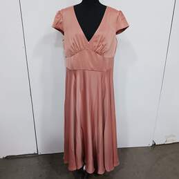 Oleg Cassini Women's Desert Rose Satin Cap Sleeve Dress Size 16 NWT