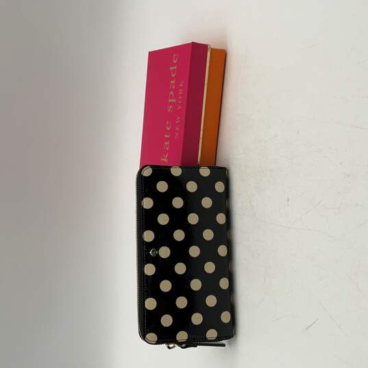 Kate Spade New York Womens Black White Polka Dot Clutch Zip-Around Wallet W/ Box image number 2