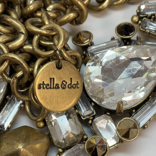 Designer Stella & Dot Gold-Tone Zora Crystal Cut Stone Statement Necklace image number 4