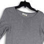 Womens Gray Round Neck Roll Tab Sleeve Knee Length Sweater Dress Size XS image number 3
