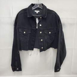 NWT WM's Top Shop Black High Cropped Jean Jacket Size 6