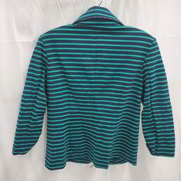 Laundry by Shelli Segal Women's Green & Navy Striped Blazer Size 8 alternative image