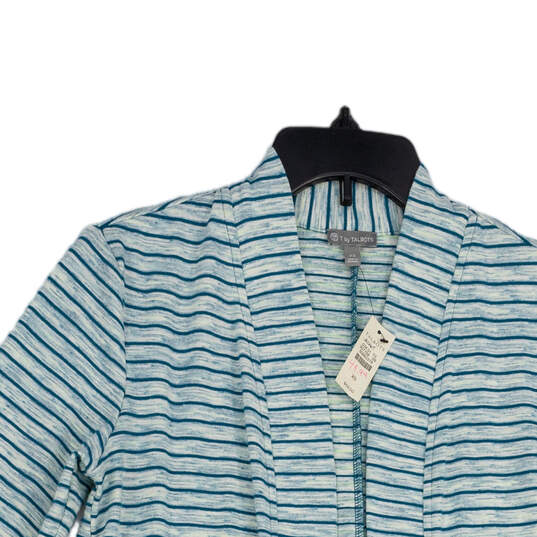 NWT Womens Blue Striped 3/4 Sleeve Open Front Cardigan Sweater Size XS image number 3