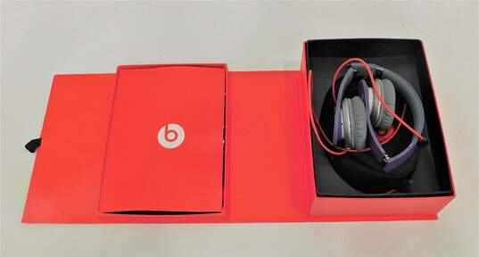 Working Purple & Silver Beats By Dr Dre Over Ear Headphone W/ Cord & Case IOB image number 2