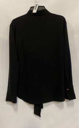 NWT Donna Karan Womens Black High-Low Hem Tie Front V-Neck Blouse Top Size S alternative image