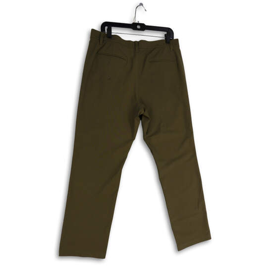 Mens Green Flat Front Pocket Regular Fit Straight Leg Chino Pants Sz 34x30 image number 2