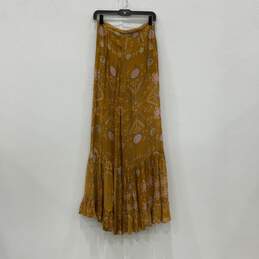 Free People Womens Yellow Floral Ruffled Long Pull On Maxi Skirt Size 6 alternative image